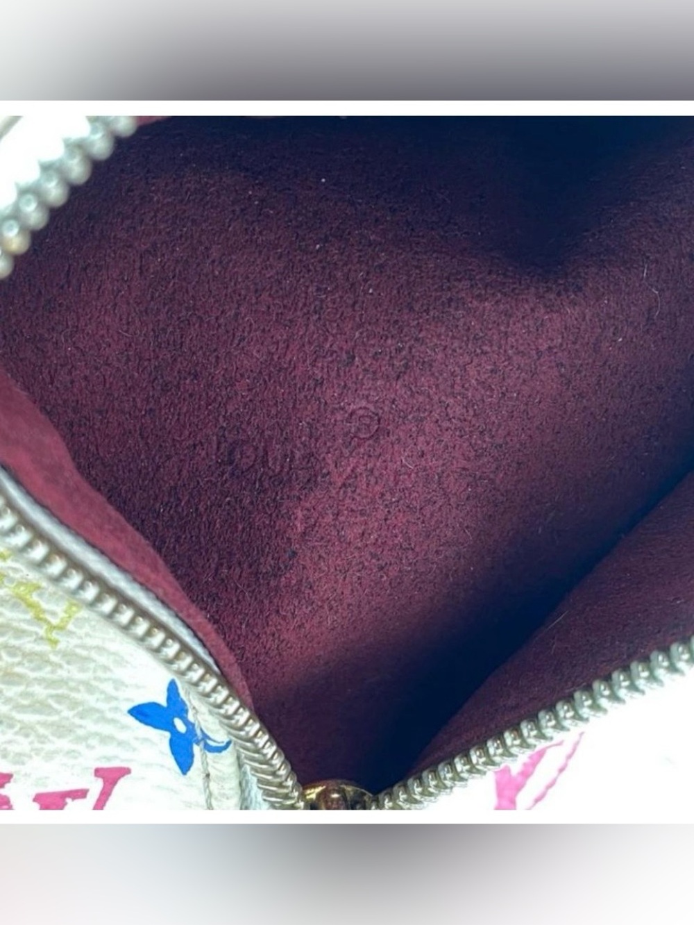 Louis Vuitton White Multicolor Monogram Berlingo Zip Coin Pouch with Brown Trim - Picture 4 of 8